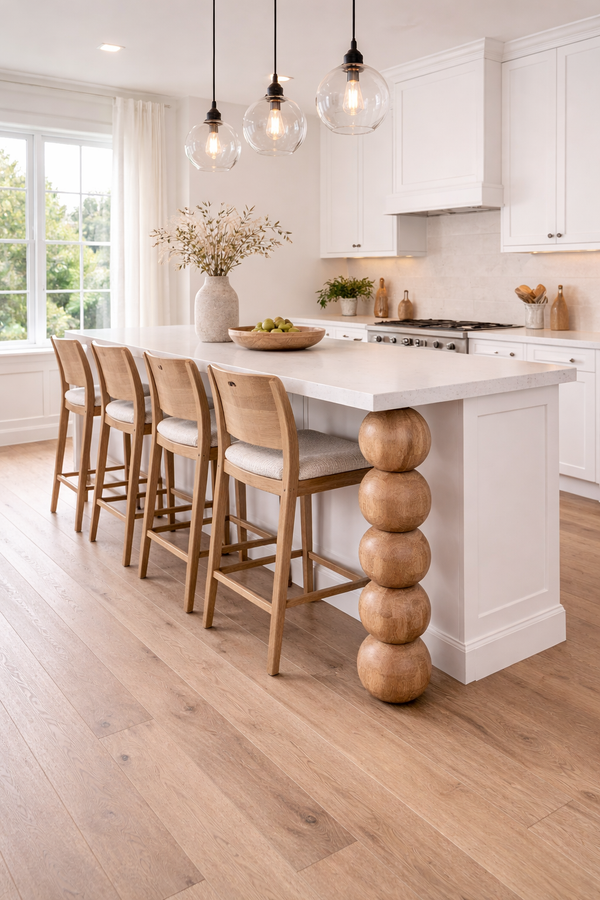 Wooden Furniture Leg with Five Sphere Details – Lathe-Turned Design, H730 mm